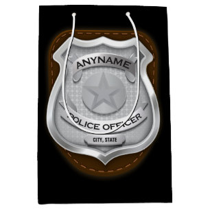 Bolsa De Regalo Mediana Placa personalizada de policía oficial sheriff pol