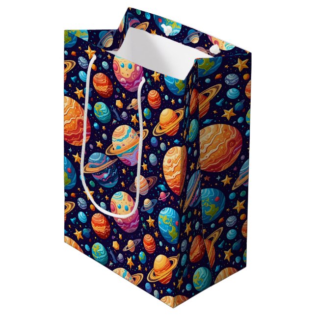 Bolsa De Regalo Mediana Planetas y estrellas celestes (Angulo Anverso)