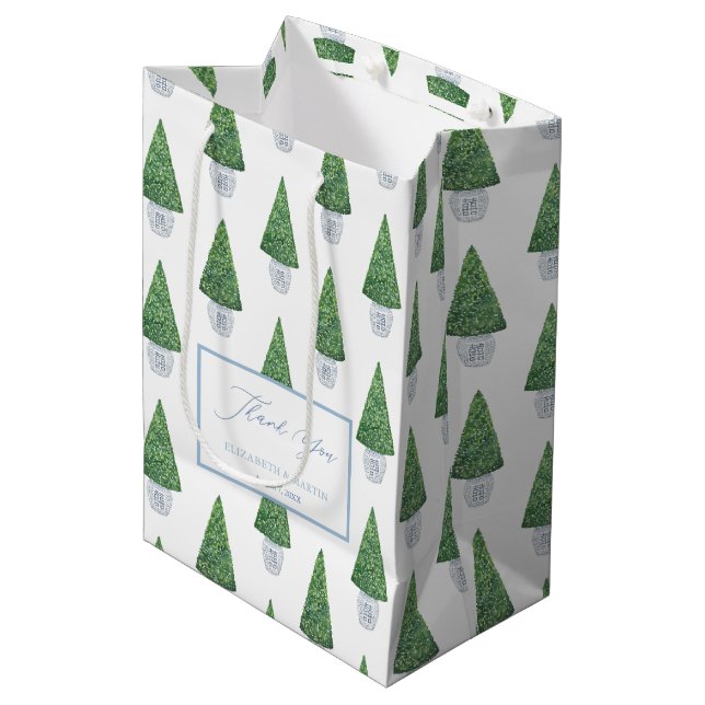 Bolsa De Regalo Mediana Plantador chino clásico de Boxwood gracias (Angulo Anverso)