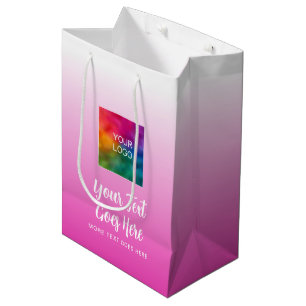Bolsa De Regalo Mediana Plantilla de Personalizado rosa con logotipo manus