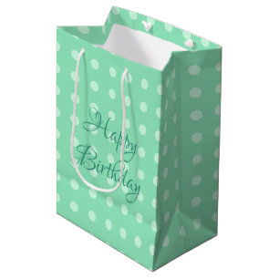 Bolsa De Regalo Mediana Plantilla rústica feliz cumpleaños polka punteada