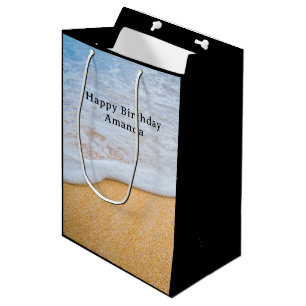 Bolsa De Regalo Mediana Playa de arena con día de cumpleaños de una espuma