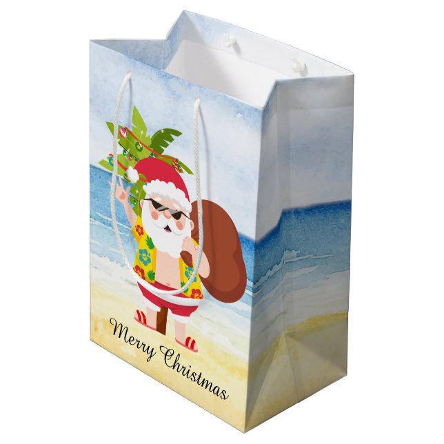 Bolsa De Regalo Mediana playa de Navidades festivos Santa Holiday (Angulo reverso)
