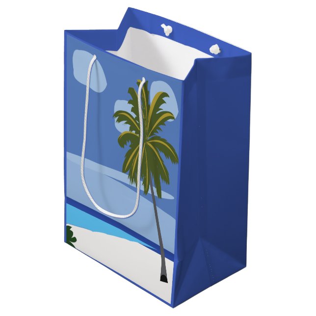 Bolsa De Regalo Mediana Playa de vacaciones de palmeras de playa (Angulo Anverso)