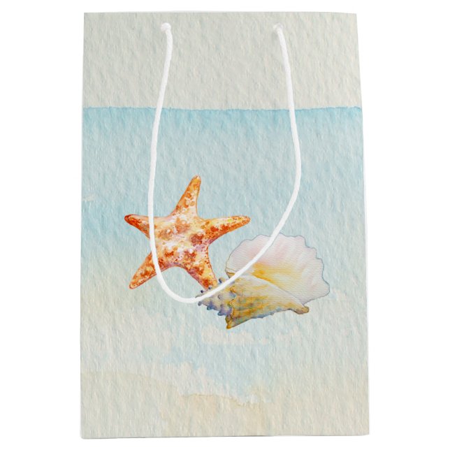 Bolsa De Regalo Mediana Playa tropical con Starfish y Conch (Anverso)