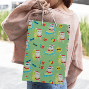 Bolsa De Regalo Mediana Playa Tropical Surfing Santa Lindo Navidad