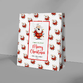 Bolsa De Regalo Mediana Playful funny Santa artistic red green gift bag