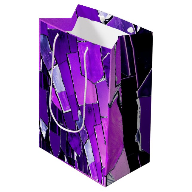 Bolsa De Regalo Mediana Plum Noir Glitch Glam Metallic Texture (Angulo Anverso)