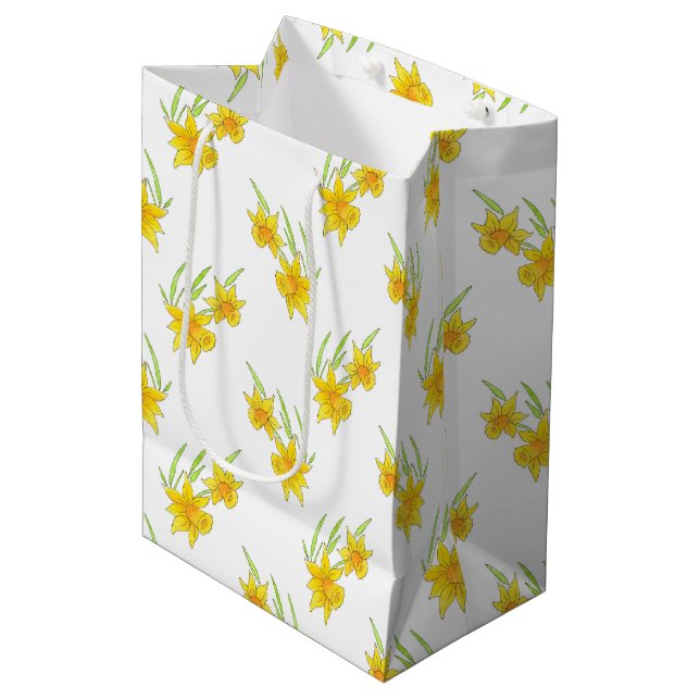 Bolsa De Regalo Mediana Pluma de Daffodil y Patrón de acuarela (Angulo Anverso)