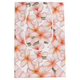 Bolsa De Regalo Mediana Plumeria rosa pálida Frangipani Flor