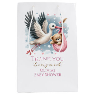 Bolsa De Regalo Mediana Podemos esperar a Baby Shower Rosa