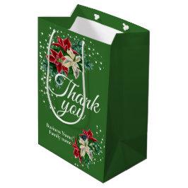 Bolsa De Regalo Mediana Poinsettia Floral de Agradecimiento Gracias