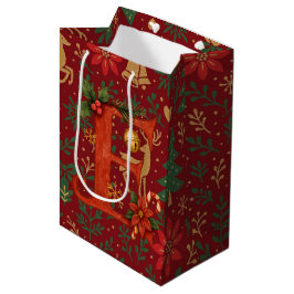 Bolsa De Regalo Mediana Poinsettia, Letra Inicial E Blanca Regalo Mediano