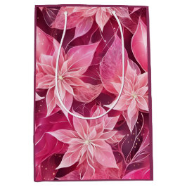 Bolsa De Regalo Mediana Poinsettia rosa suave