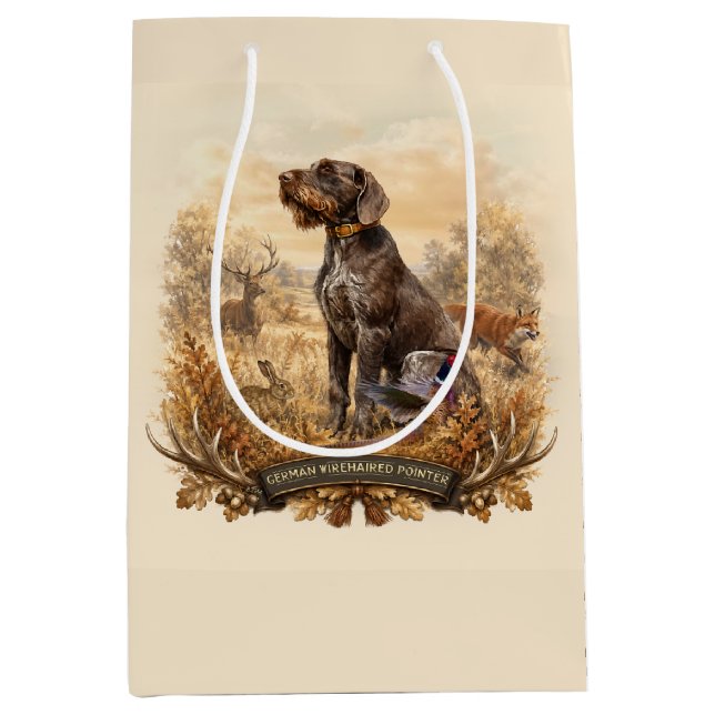 Bolsa De Regalo Mediana Pointer Alemán de Pelo Cargado (Anverso)