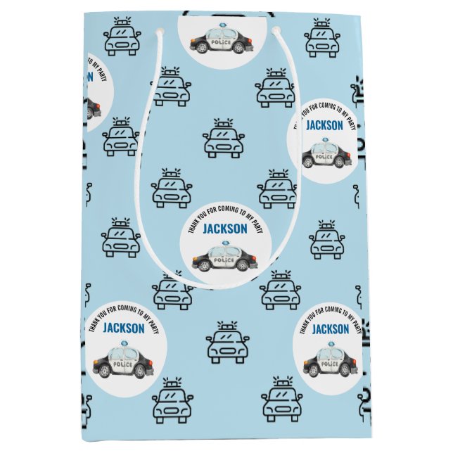 Bolsa De Regalo Mediana Policía Oficial Policía Fiesta de Cumpleaños (Anverso)