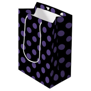 Bolsa De Regalo Mediana Polka ultravioleta sobre negro