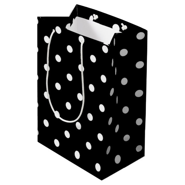 Bolsa De Regalo Mediana Polkadots clásicos en blanco y negro (Angulo reverso)