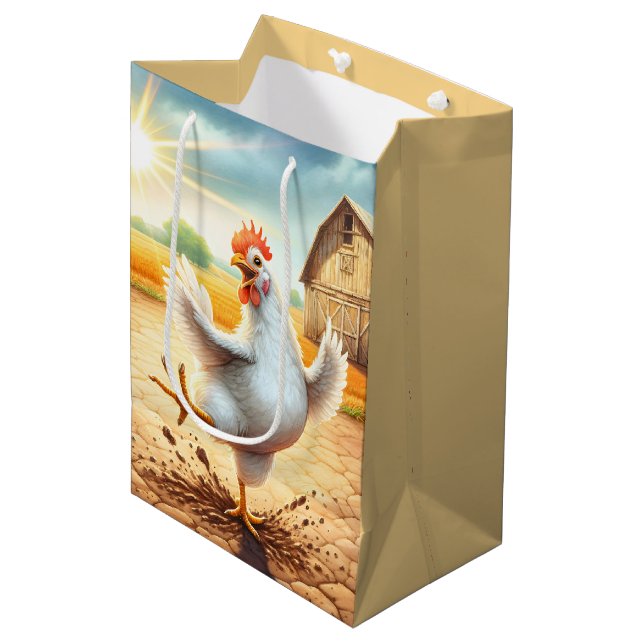 Bolsa De Regalo Mediana Pollo de cumpleaños feliz (Angulo Anverso)