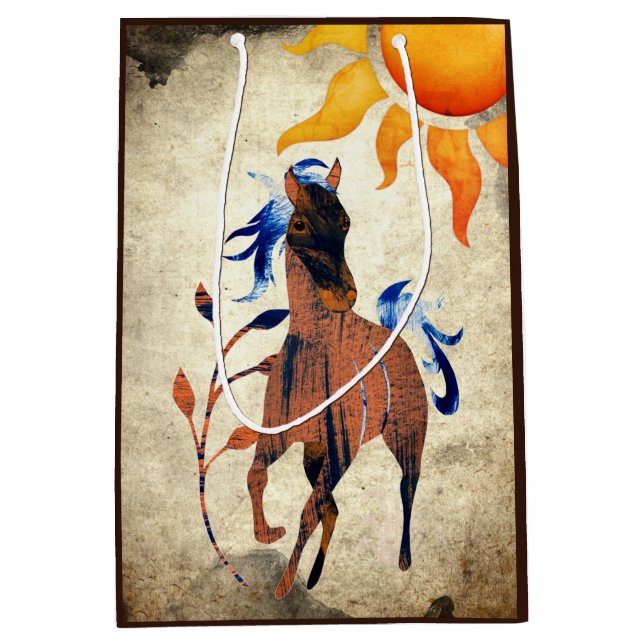 Bolsa De Regalo Mediana Ponía del desierto salvaje con caballo de sol (Anverso)