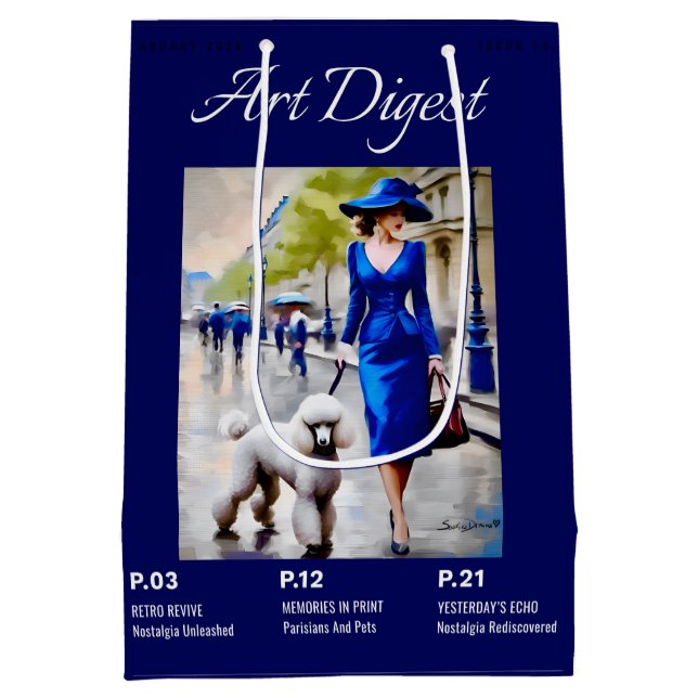 Bolsa De Regalo Mediana Póodle Parisino Y Mascotas (Reverso)