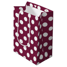 Bolsa De Regalo Mediana Pos de polka blanco sobre burdeos