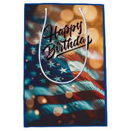 Bolsa De Regalo Mediana Postal de cumpleaños patriótica