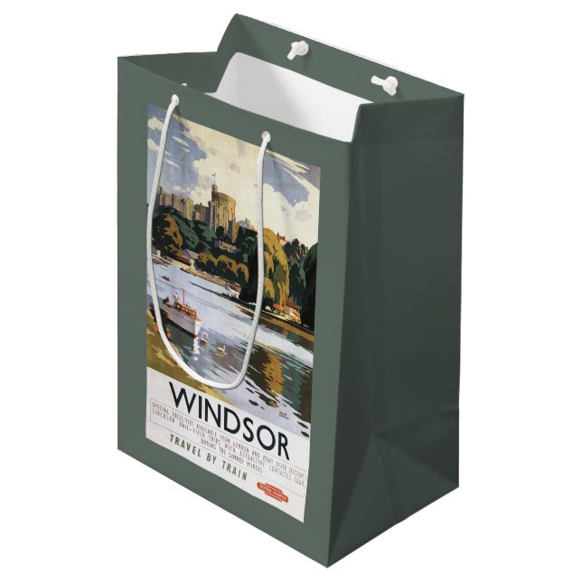 Bolsa De Regalo Mediana Poster británico de Thames del castillo de Windsor (Angulo Anverso)