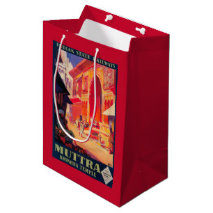 Bolsa De Regalo Mediana Poster del viaje del templo de Muttra Krishna