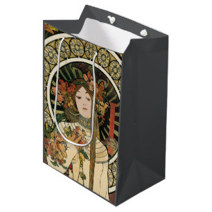Bolsa De Regalo Mediana Póster vintage de Alfonse Mucha Trappistine Nouvea