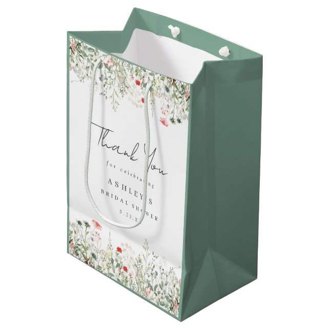 Bolsa De Regalo Mediana Pradera de flores silvestres Despedida de soltera  (Angulo Anverso)