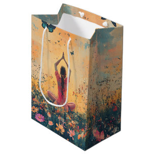 Bolsa De Regalo Mediana Prado del Atardecer Meditación con Mariposas (1)