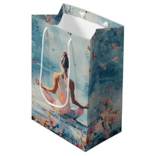 Bolsa De Regalo Mediana Prado del Atardecer Meditación con Mariposas (3)