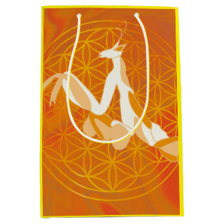 Bolsa De Regalo Mediana prayis mantis, flor de vida, azul, mandala, zen