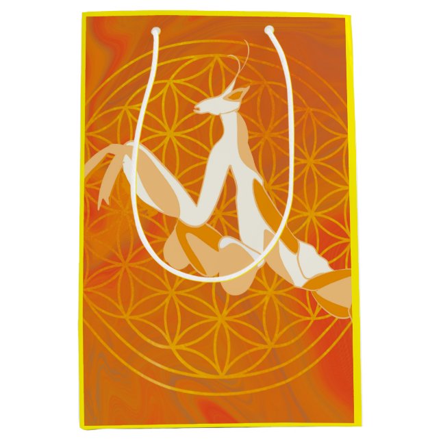 Bolsa De Regalo Mediana prayis mantis, flor de vida, azul, mandala, zen (Anverso)