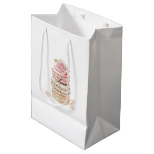 Bolsa De Regalo Mediana Precioso rosas floral rosa melocotón crema regalo 