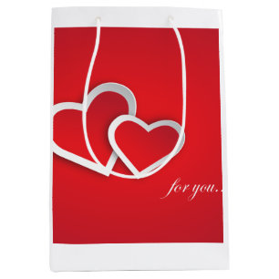 Bolsa De Regalo Mediana Premium Calidad Matte acabado Color rojo Corazón