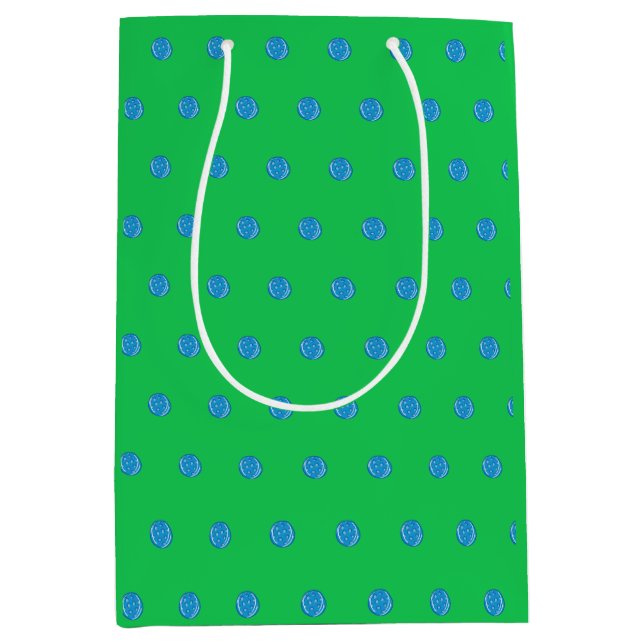 Bolsa De Regalo Mediana Preppy Blue Pickleball Green Inicial (Anverso)