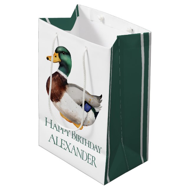 Bolsa De Regalo Mediana Preppy Mallard Duck Personalizado (Angulo Anverso)