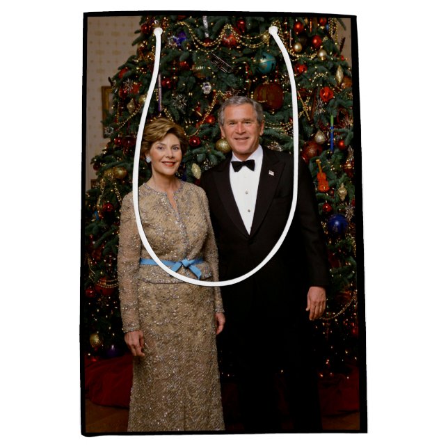 Bolsa De Regalo Mediana Presidente George Bush, Laura Navidades Casa Blanc (Anverso)