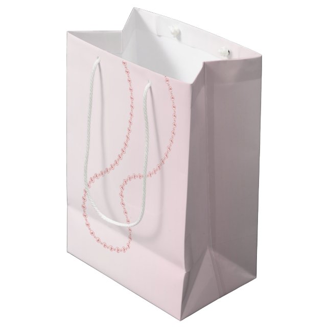 Bolsa De Regalo Mediana Pretty Chic Pink Pearls Bridal Shower (Angulo Anverso)
