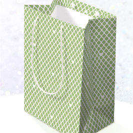 Bolsa De Regalo Mediana Pretty Love Heart Lattice Mesh Green Birthday