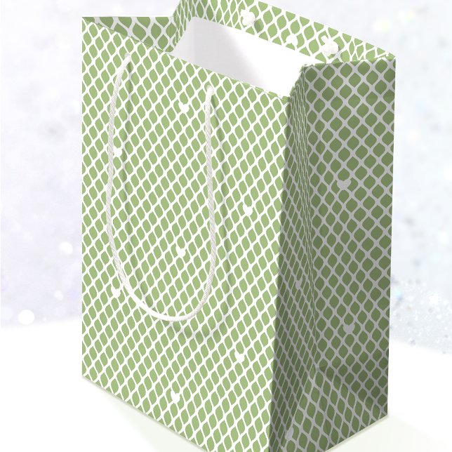 Bolsa De Regalo Mediana Pretty Love Heart Lattice Mesh Green Birthday (Subido por el creador)