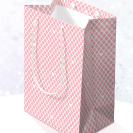 Bolsa De Regalo Mediana Pretty Love Heart Lattice Mesh Pink Birthday