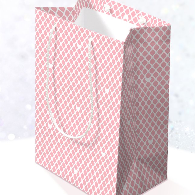 Bolsa De Regalo Mediana Pretty Love Heart Lattice Mesh Pink Birthday (Subido por el creador)