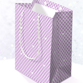 Bolsa De Regalo Mediana Pretty Love Heart Lattice Mesh Purple Birthday