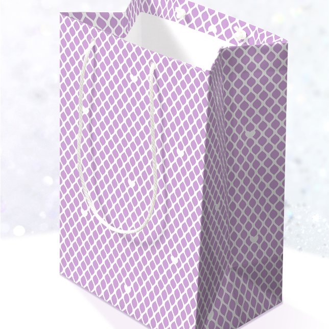 Bolsa De Regalo Mediana Pretty Love Heart Lattice Mesh Purple Birthday (Subido por el creador)