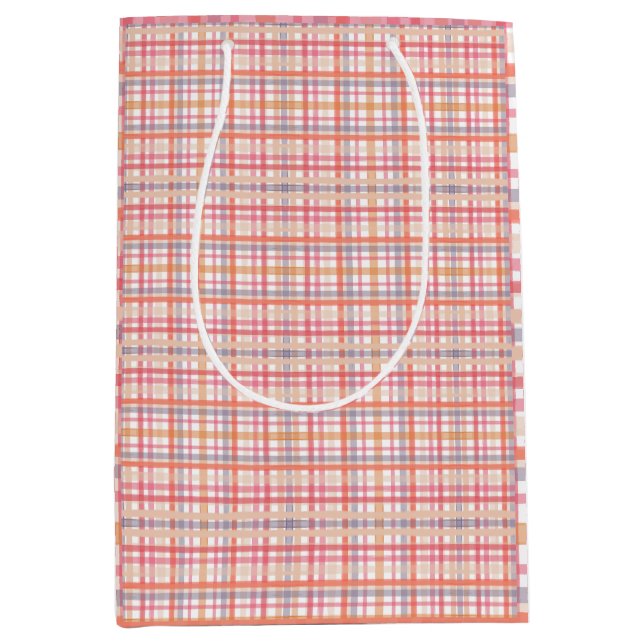 Bolsa De Regalo Mediana Pretty Pastel Plaid (Anverso)