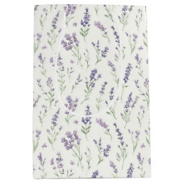 Bolsa De Regalo Mediana Pretty White Lavender Flowers Bridal Shower  