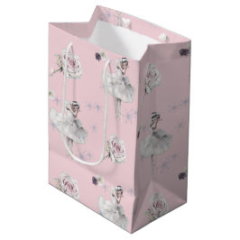 Bolsa De Regalo Mediana Prima Ballerina Swan y Rosas